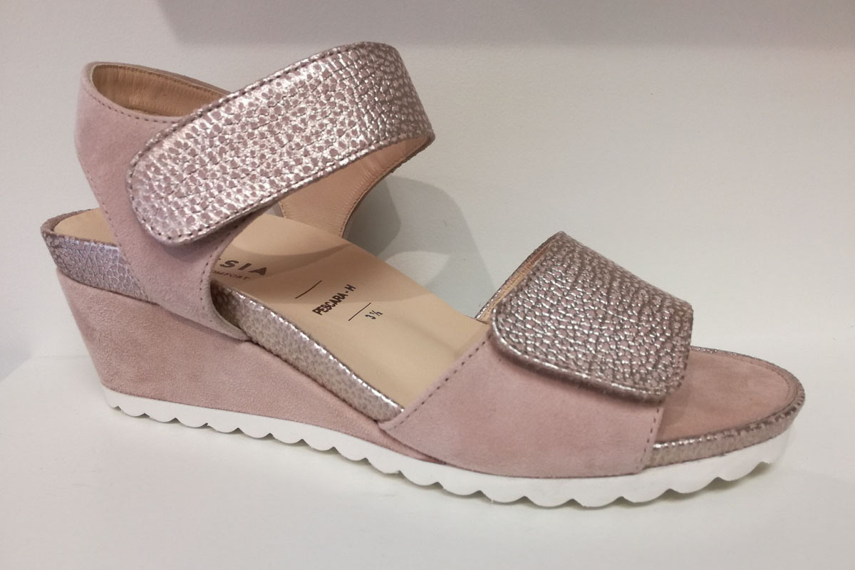 hassia sandale semelle amovible confort femme rose pastel  velcro sangle habillé ajustable large