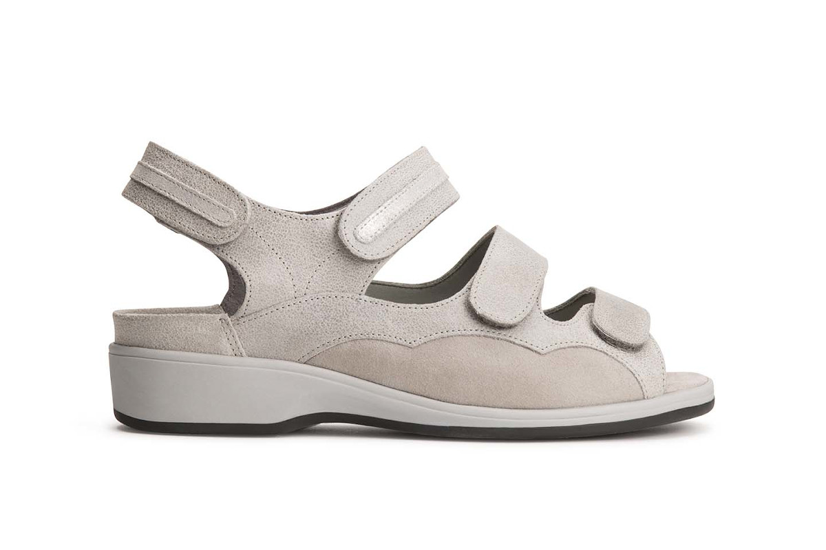 Sandale Femme Remonte – Pointure 42 – Cuir Enduit Beige – Bride Velcro – Semelle Amovible Confort – Neuf Avec Emballage